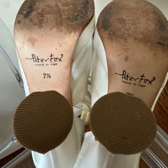 Vintage Peter Fox Letizia, Platform Pumps, White Italian Silk, Size 7.5 - Picture 11 of 16